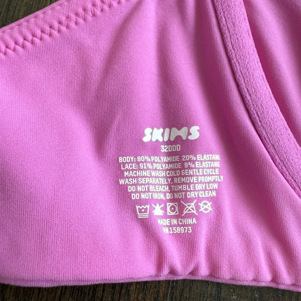 Skims Bra Womens‎ 32DDD Pink Lace Underwire Adjustable Straps Unlined Intimates - Picture 4 of 6